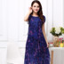 Đầm in họa tiết dài mẹ nữ đầu gối xếp li là phiên bản mỏng của Hàn Quốc mùa hè không đều 40-50-60 tuổi - Váy eo cao 	váy xếp ly eo Váy eo cao