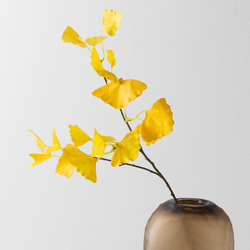 Simulation plant Simulation flower Living room decoration leaf green plant decoration plant flower arrangement with grass small 3 forks ginkgo biloba
