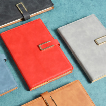 High-end business notebook a5 buckle soft leather leather face cover can be printed logo gift box set retro art exquisite simple ins Wind College students postgraduate study work conference record book