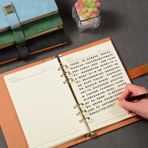 Thickened retro high-end notebook a5 buckle loose-leaf metal buckle removable cover can be printed LOGO enterprise customized business office meeting record book gift box soft leather leather notebook