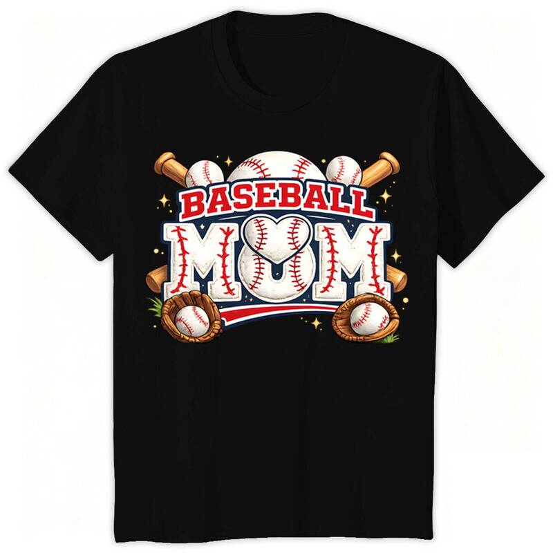 Baseball Mom Men's and Women's Fashion Loose ins Short-Sleeved American Casual T-Shirt Summer Top