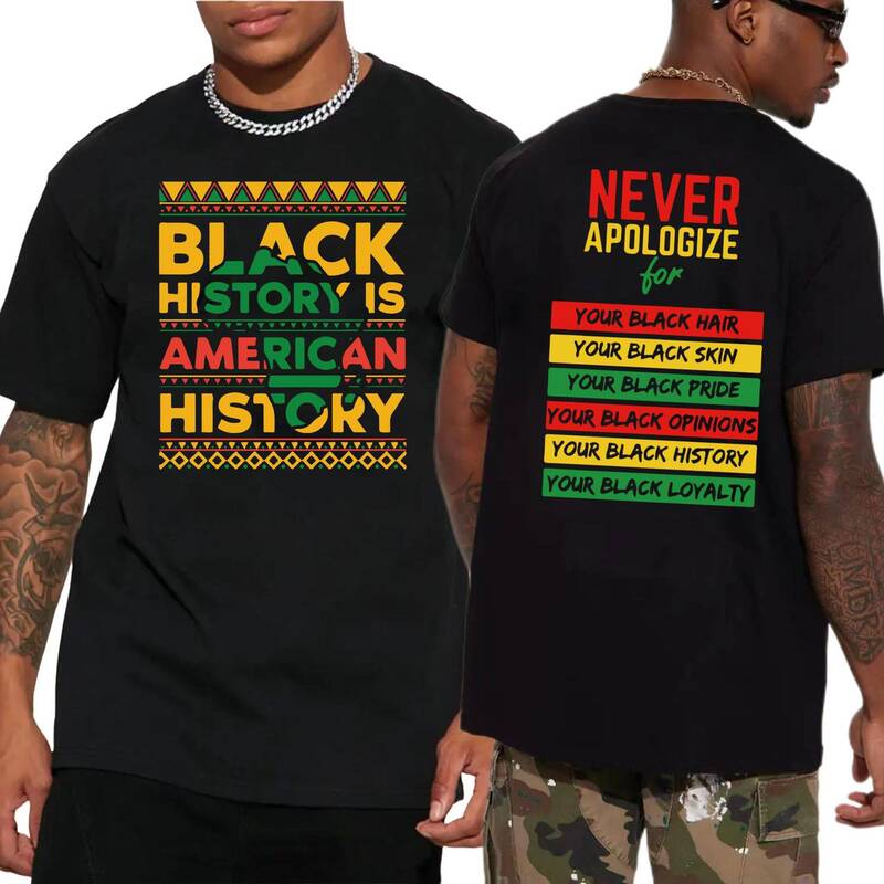 European and American Black History Juneteenth Round Neck Short-Sleeved Loose Casual T-Shirt, Same Style for Men and Women