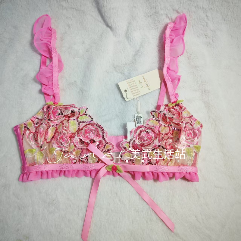 Jmeigou Love and Lemon Pink Embroidered Non-Padded Non-Wired Underwear for Girls