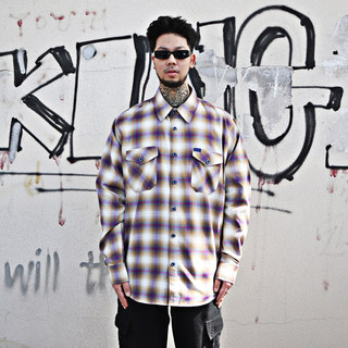 Chicaro oversized street plaid shirt with long lapel