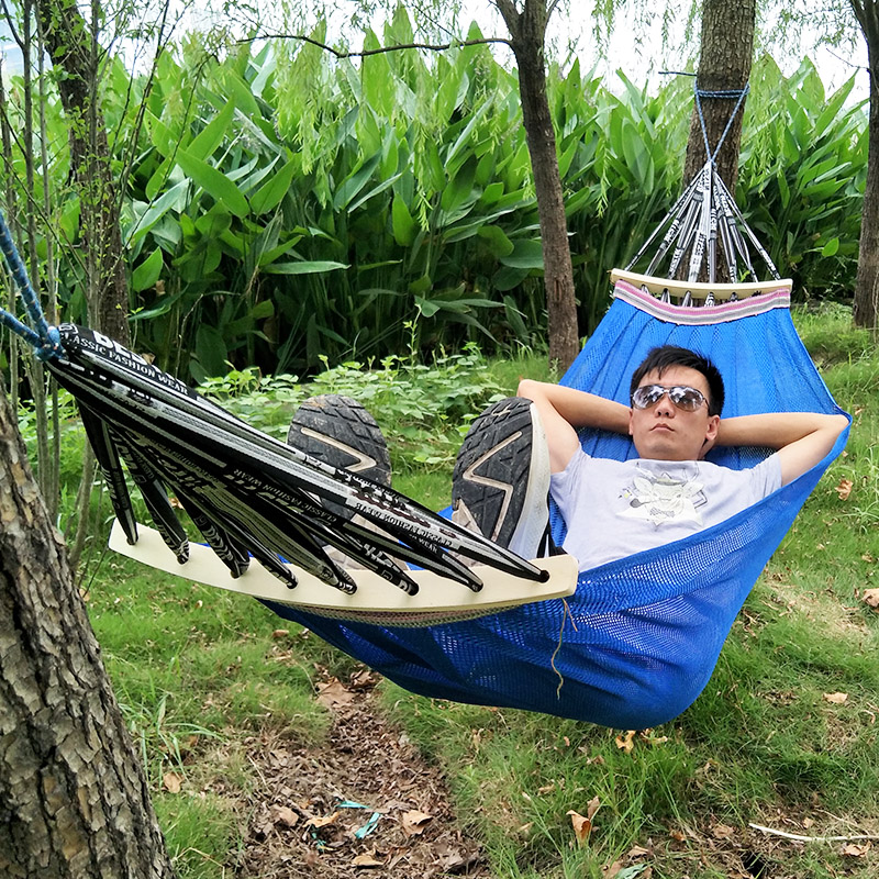 Four Seasons Ice Silk Hammock Outdoor single Anti-side Flap Mesh of Breathable Comfort Beach Breathable Comfort Beach Field Suburban sleeping room