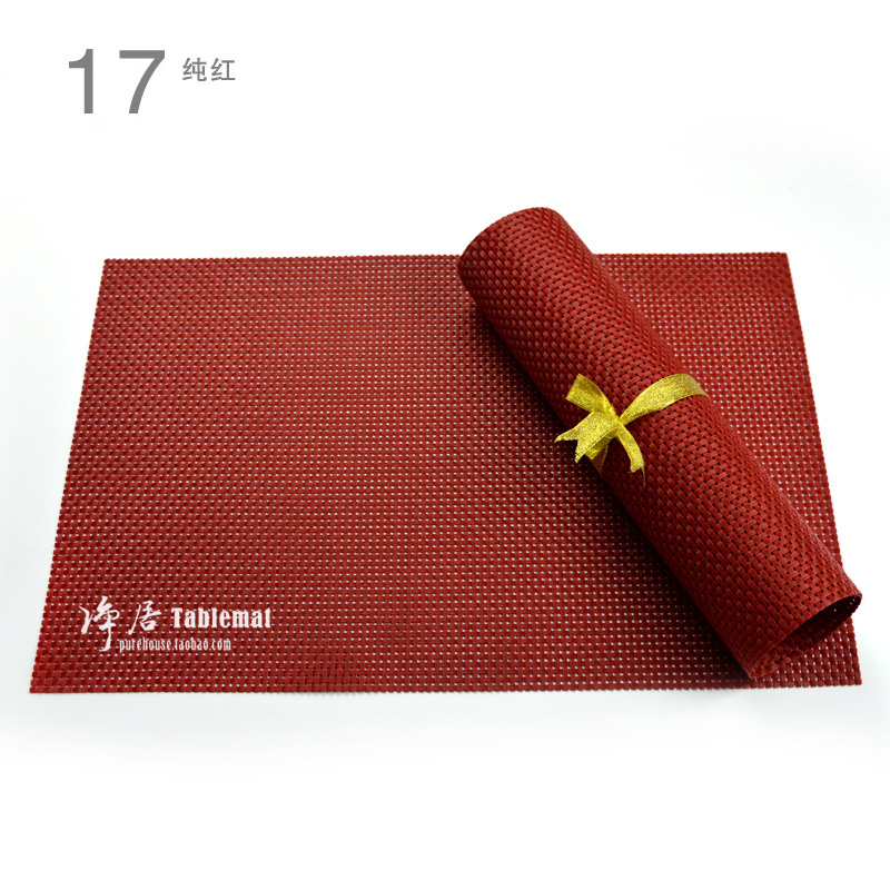 PVC Thermal Insulation Mat Plaid Table Mat Dish Cushion Bowl Mat West Dining Mat Washed Red Large Red Dining Mat Wedding spring New Year