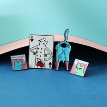 Dutch Leon Karssen blue cat alien cat dialogue brooch a pair of HOW R U PINS illustration humor