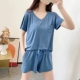 Bộ đồ ngủ nữ mùa hè quần đùi mỏng ngắn tay modal cotton hai mảnh rộng rãi và đơn giản có thể mặc bên ngoài bộ đồ phục vụ tại nhà - Nam giới