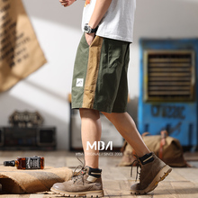 MBA Trendy High end Brand Casual Pants 2024 New Summer Thin Pure Cotton Spliced Loose 5-point Shorts for Men