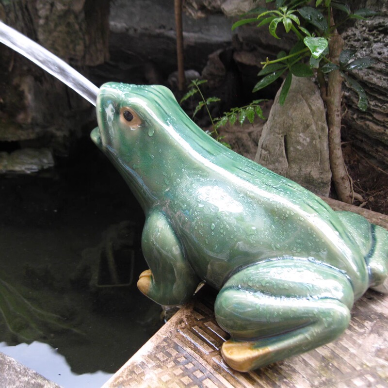 Open Water Spray Frog Ceramic Ornaments Rockery Bonsai Fish Tank Aquarium Flowing Water Frog Landscaping Garden Waterscape Accessories
