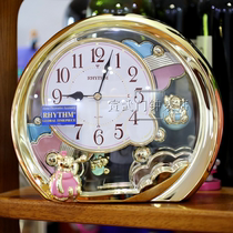Spot Li Sheng RHYTHM silent alarm clock swing clock Swing Bear fashion desk clock 4SE504WR18 champagne color