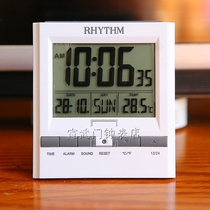 Japan RHYTHM Li Sheng calendar temperature LED snooze lazy double group alarm clock LCD display alarm clock LCT078