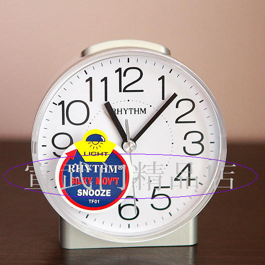 Japan RHYTHM Li Sheng alarm clock durable mute bedside personality simple children's students snooze white and black CRE855