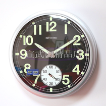 RHYTHM Japan Lisheng wall clock mute 16 inch wall clock night Ming living room bedroom simple CMG774 double movement