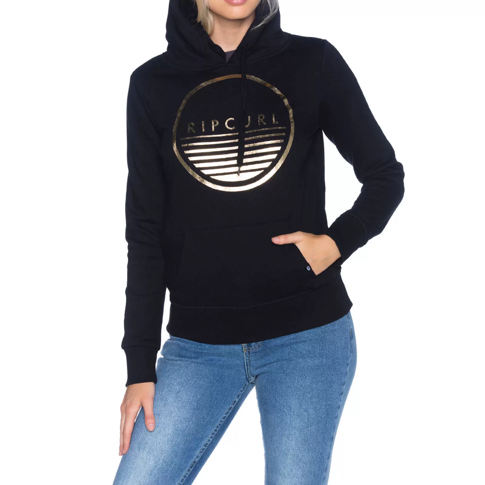 Женская худи-RIPCURL с отражающими элементами и меховой подкладкой, черная