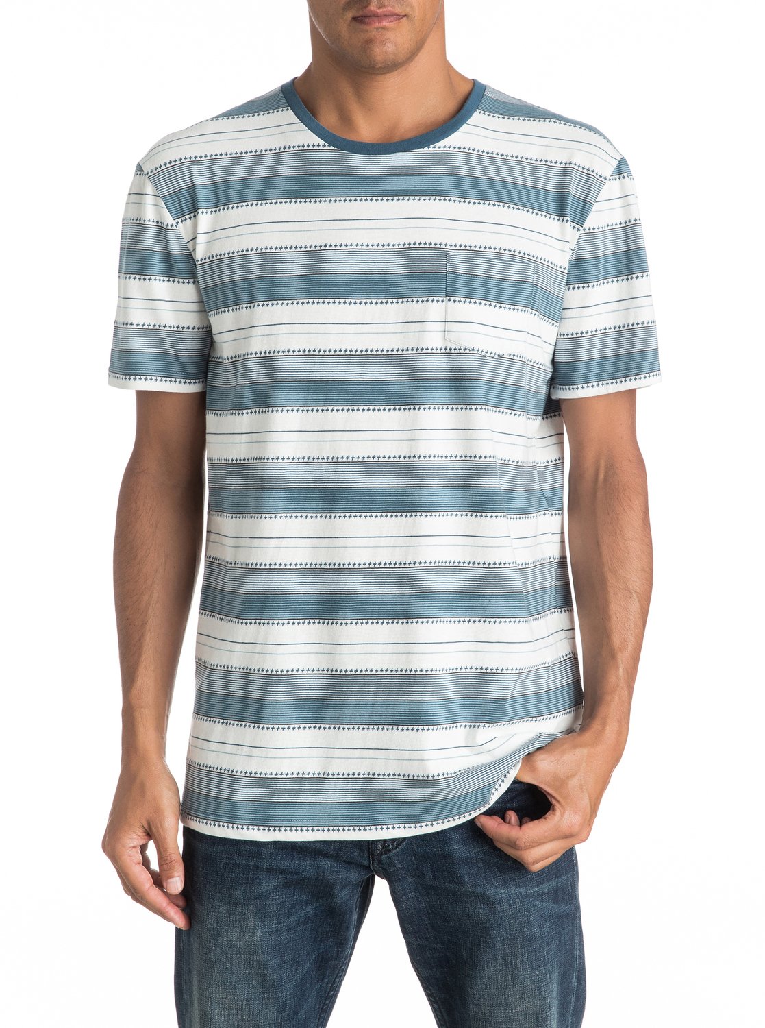 Quiksilver All-Cotton Strip Short Sleeve Pedry Dano Pocket T-Shirt Australian Surf