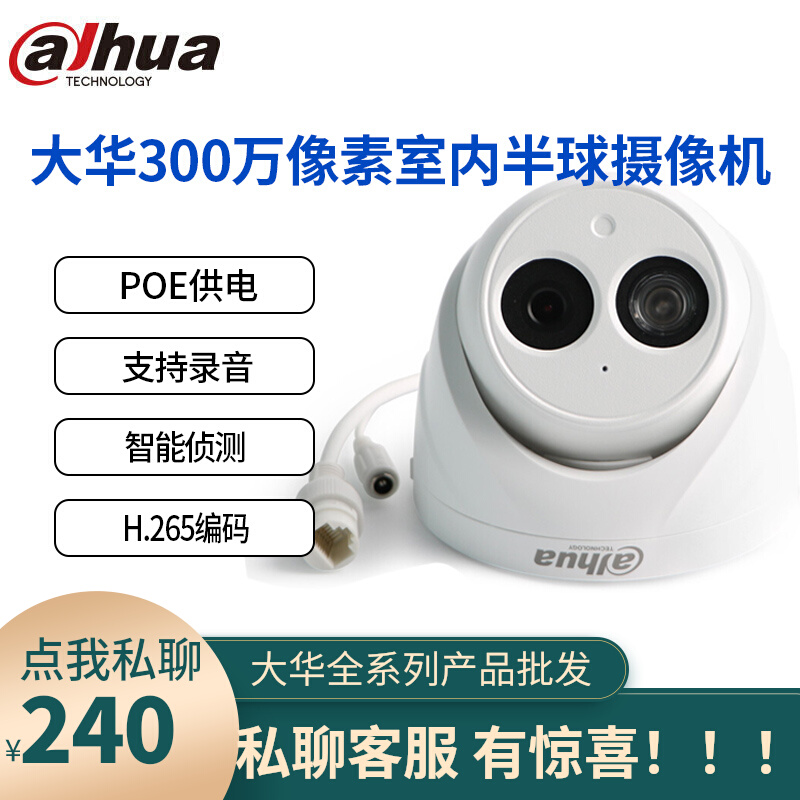 Large China 3 million Cyber Hemisphere built in ten sound POE Sea snail hemispheres DH-IPC-T13-A support H 265-Taobao