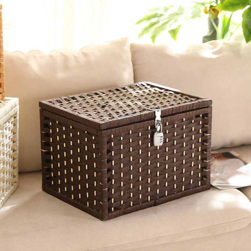 Japanese-style woven lock storage box clothes storage box primary color storage box snack box debris finishing storage box