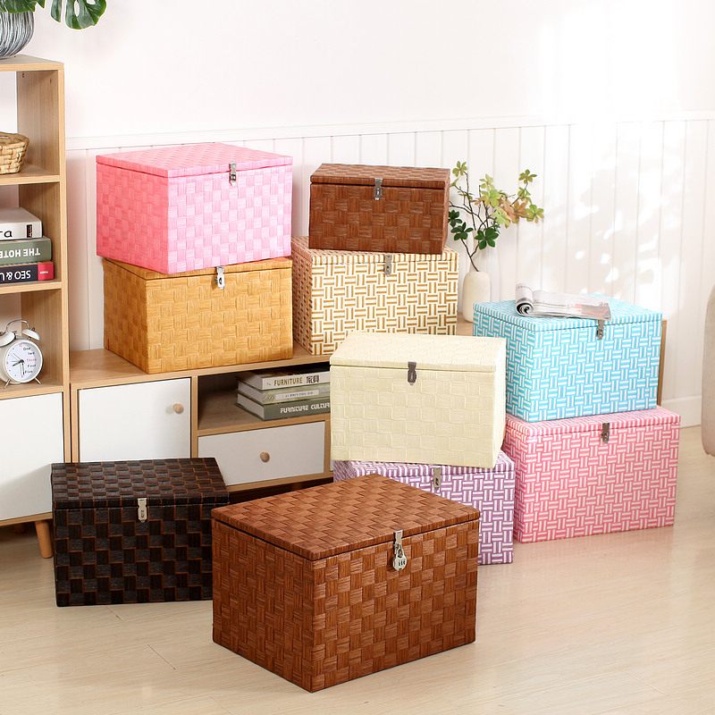 Woven with lock containing box Miscellaneous Finishing Box with lock Dormitory containing box Students clothes Desktop containing packing box