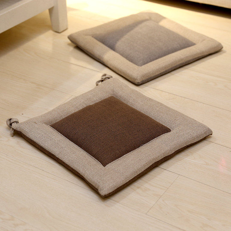 Simple linen cushion cushion square office cushion with thick breathable tatami chair pad floating window mat