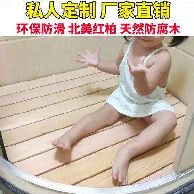 Bathroom non-slip mat wooden floor powder room water partition board bath floor mat anticorrosive wood pedal shower room wooden foot mat