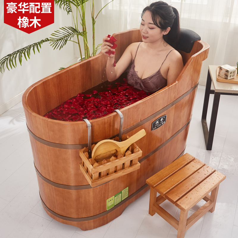 Oak barrel bath barrel adult bath barrel bath tub solid wood bathtub bath barrel adult home full body