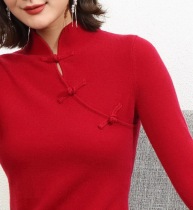 Shanghai TANG (oblique lapel)disc buckle new Chinese style~ Womens cashmere sweater Chinese style sweater