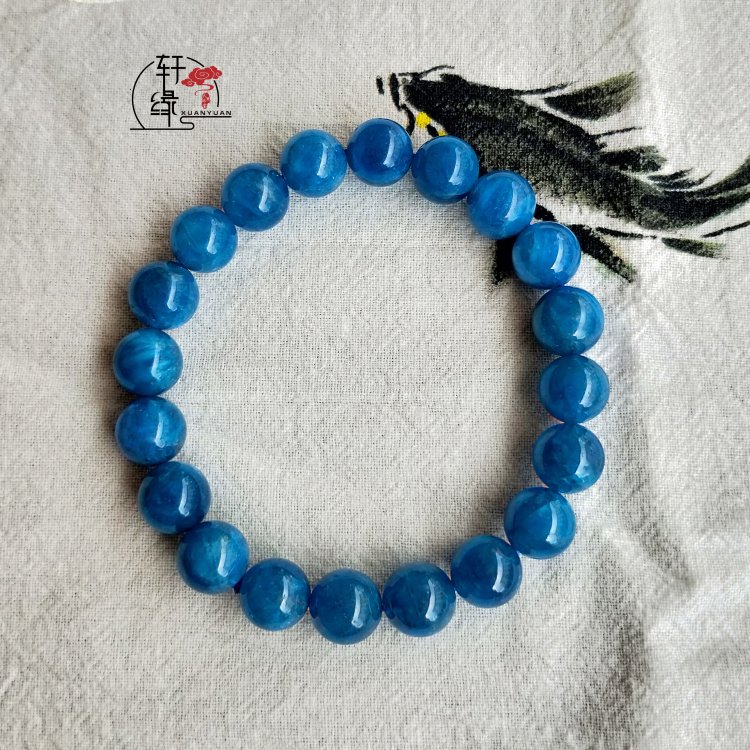 Vòng tay pha lê Apatit cao cấp tự nhiên Phốt pho xanh Vòng đơn Vòng đeo tay Fine Blue Crystal Bracelet Trang sức Quà tặng vòng lv