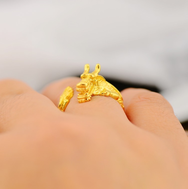 Thời trang độc đoán Vàng 18K nhẫn nam trang sức rồng 999 chân vàng rồng và phượng hoàng nhẫn nhẫn nhẫn gửi mặt dây chuyền nhẫn đôi vàng tây