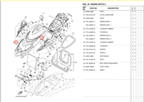 Japan Yamaha Motorboat Engine Original Parts GP1800-S Front Hatch Figure 1 Figure 8 Rear View Mirror 29