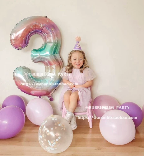 Милый радужный цифровой воздушный шар для девочек, 40 дюймов, градиент, популярно в интернете