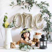 ins baby one-year-old birthday party one-piece letter aluminum film balloon decoration wall arrangement photo background