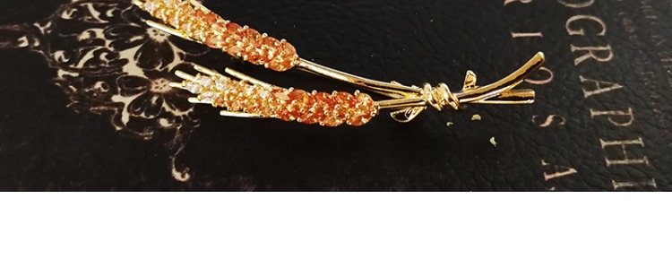 Châu Âu, Mỹ, Nhật Bản và Hàn Quốc phụ kiện Tai lúa mì cổ điển ba chiều màu cam zircon OL đồng đúc hoa mùa hè trâm cài cô gái - Trâm cài ghim cài áo vest nam cao cấp