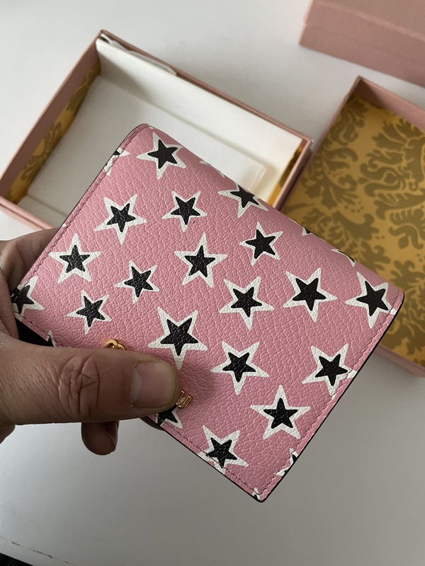 Welfare Sheepskin Short Wallet Card Holder with Five-Pointed Star, Heart, and Bowknot Design, Sweet and Fashionable Small Wallet for Women