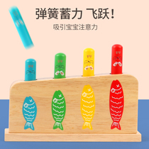 Wooden educational toys dinosaur rabbit cat bouncing game stick childrens cognitive matching creative early education toys
