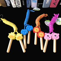Childrens kindergarten jumping rope cotton rope adjustable with cartoon handle wooden unknotted without winding rope beginner 3-4-6-8