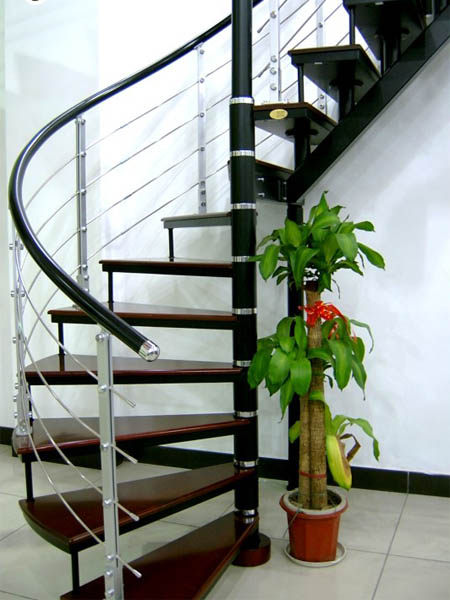 Shanghai manufacturer direct sales rotary steel wood stairs red oak rubber wood pedal indoor loft with ladder-Taobao