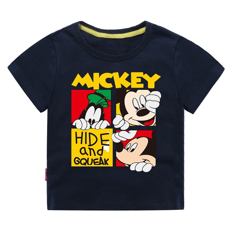 2019 quần áo trẻ em cotton ngắn tay mới cho bé trai và bé gái Áo sơ mi Mickey quần áo trẻ em mùa hè Disney - Áo thun áo phông bé trai 1 tuổi