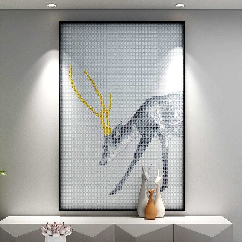 Glass crystal glaze small particle mosaic background wall light luxury tile puzzle mosaic mural wall stickers powder room