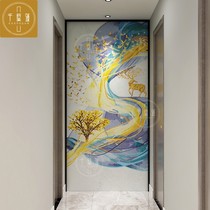 Modern Minimalist Style Light Lavish Glass Mosaic Background Wall Tile Cut Puzzle Parquet Wall Applique for the Living Room Deer