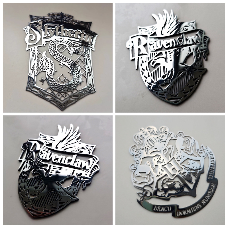[Pure Metal] Mirror Reflective Hogwarts Ravenclaw Slytherin Car Sticker Harry's Four Houses