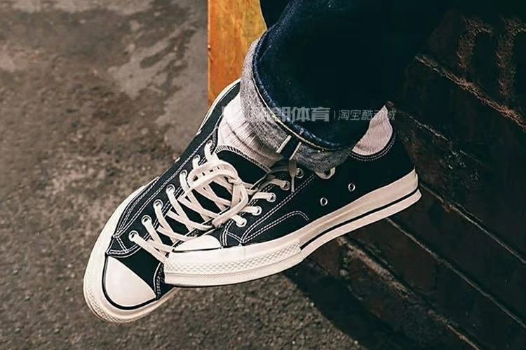 Minglang thể thao Converse đôi giày vải đôi 1970s đen cắt thấp 162058c tiêu chuẩn Samsung - Plimsolls