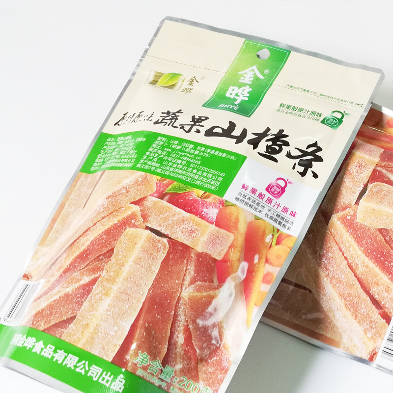 Jinye Vegetables and Fruits Hawthorn Bars Original No Added Children's Fruits and Vegetables Hawthorn Bars Baby Snacks 200g×2 Bags