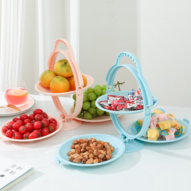 Foldable Fruit Pan Multilayer Fruit Pan Creative Modern Living Room Tea Table Home Net Red Dry Fruit Basin Zero Food Fruit Basket 3