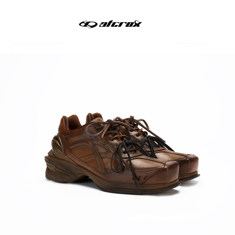 Atcrox Triple300520 Limited Edition Imported Lambskin Patent Leather Retro Casual Sneakers