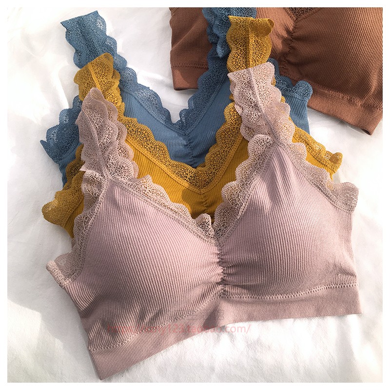 Demei Rui 7316 sexy lace shoulder straps wrap chest women's spring and summer small chest gathered bra anti-glare bottoming tube top