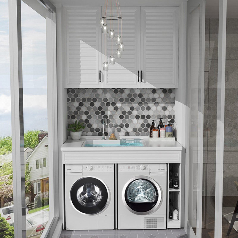 Space aluminum washing machine companion double washing machine cabinet dryer combination cabinet double machine laundry table balcony cabinet