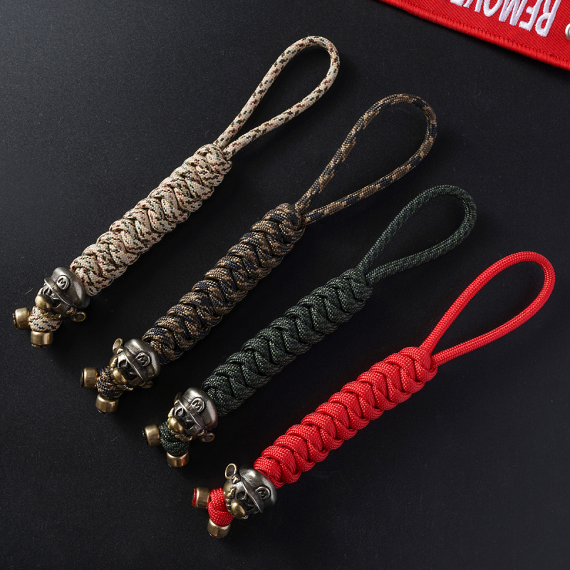 Paratrooper Rope Pendant Car Key Vintage Handmade Brass Accessory Bag Decoration Edc Knife Pendant Mario