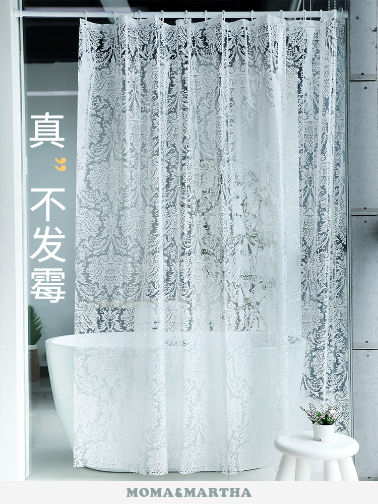 M Moma EVA mildew waterproof thickened transparent powder room partition curtain Bathroom curtain warm Damascus pattern shower curtain