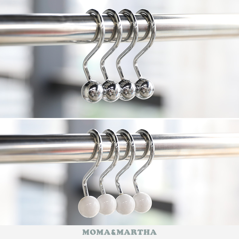 M Merma American minimalist style stainless steel shower curtain hook shower curtain ring metal shower curtain hook large steel ball
